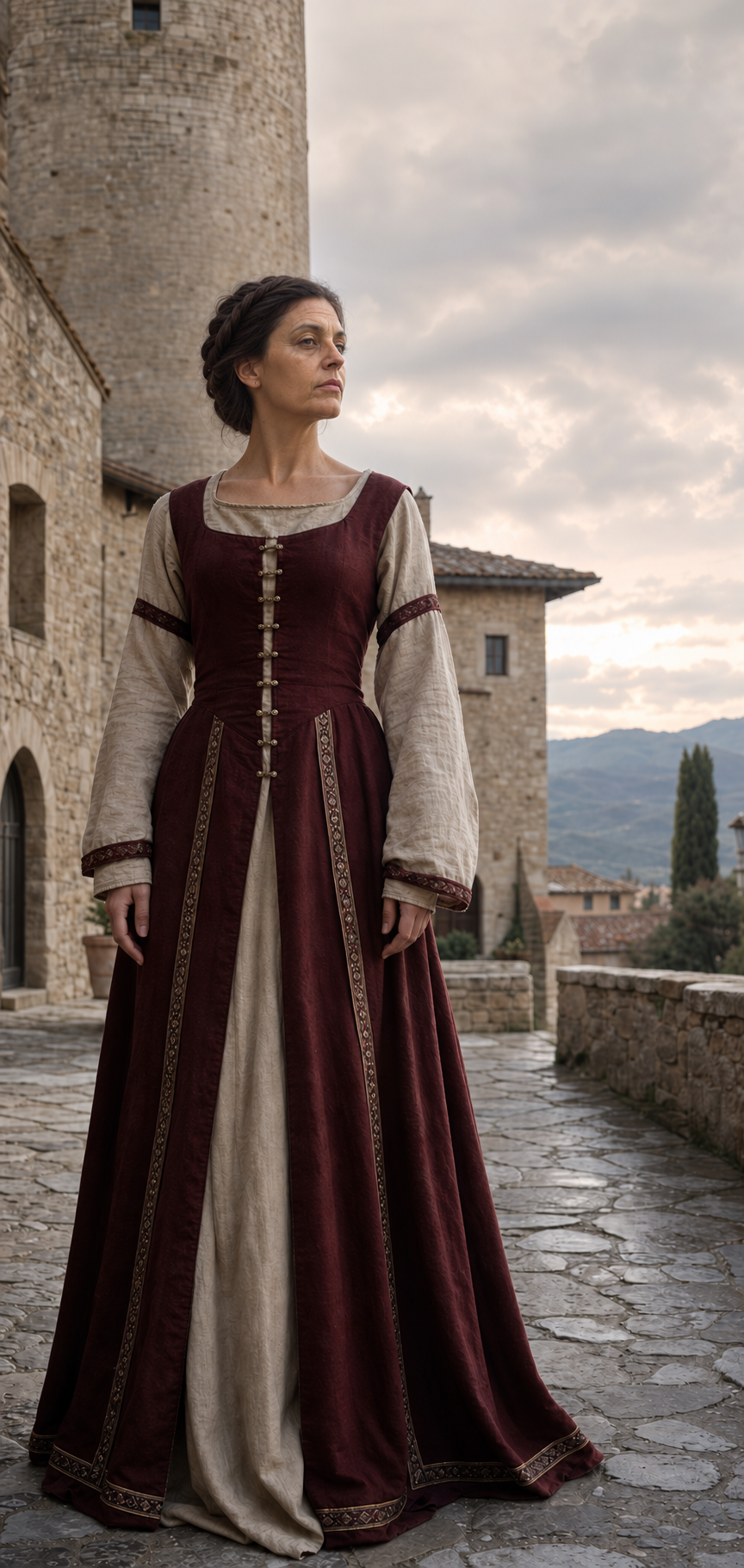 Abito medievale bordeaux