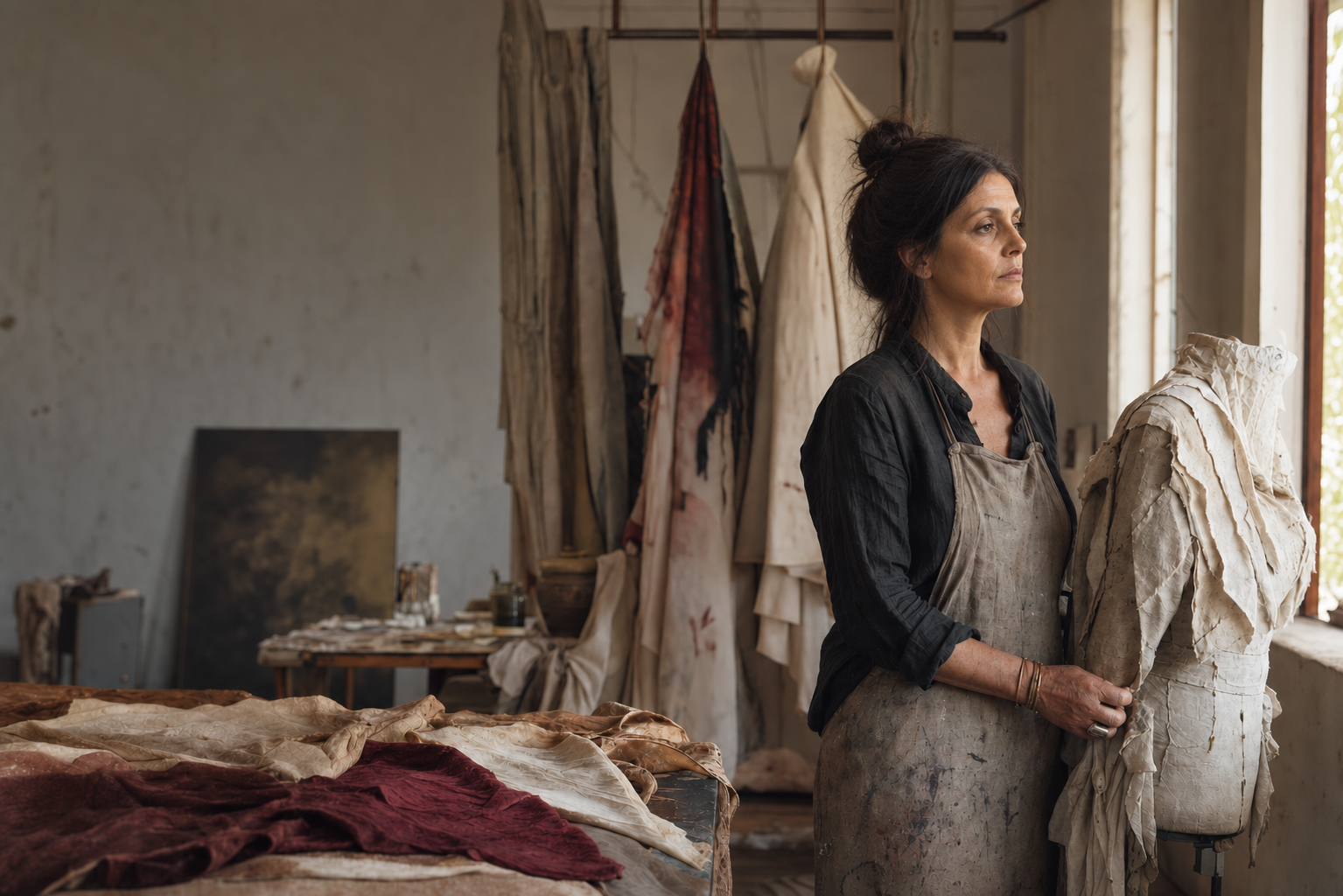 Andrea Searle al lavoro nel proprio atelier