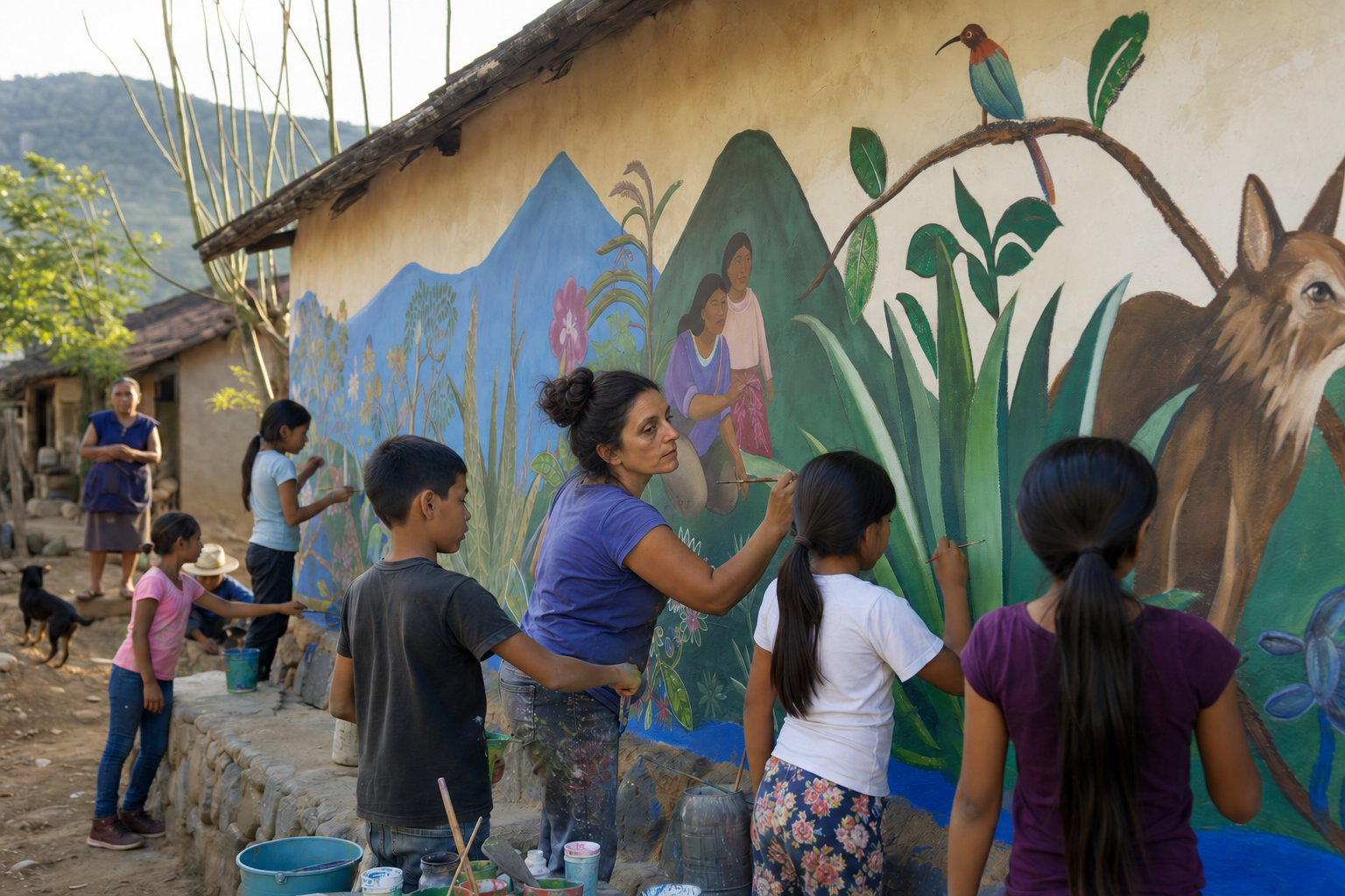 Murale realizzato con la comunità